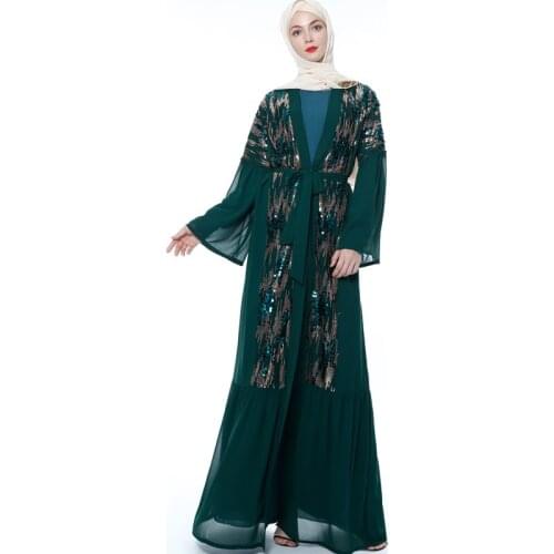 Sequin Abaya Kimono Dubai Muslim Hijab Prayer Dress Abayas for Women Moroccan Kaftan Islam Caftan Islamic Clothing Robe Musulman