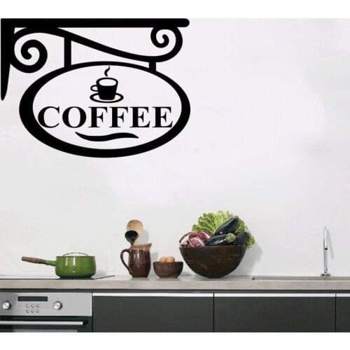 Coffee Sign Wall Decal Kitchen Decor Stickers DIY Home Decor Waterproof Glass Wallpaper JG3136
