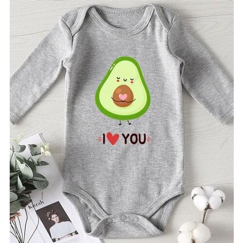 Avocado Printing I Love You Baby Romper for Newborn Boy Girl Clothes Winter Onesies One Piece Jumpsuit Kids Autumn