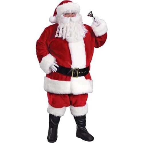5 Pcs/Set Christmas Santa Claus Costume Plush Father Fancy Clothes Xmas Cosplay Props H9