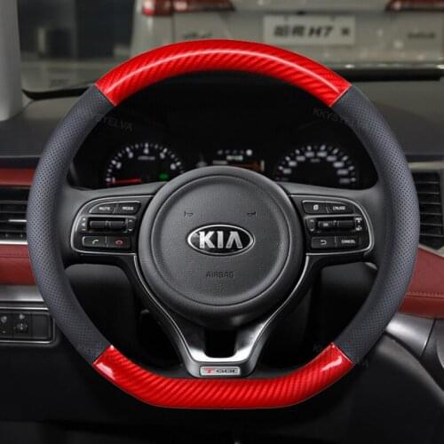 Car Steering Wheel Cover D Shape Leather For Volkswagen Golf 6 7 Polo Passat Tiguan 2016 2017 2018 For Kia Sportage Optima K5