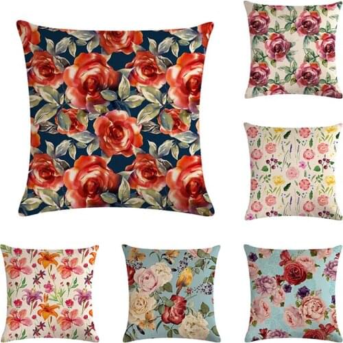 Beautiful Flower Pillow Cover Colorful Floral Home Decor Cushions Cover Decorative Throw Pillow Pillowcase ZY722