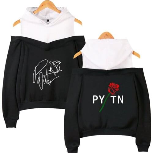 Fashion payton moormeier ladies suspenders sweatshirt women casual off-the-shoulder hoodies street wear black summer clothes