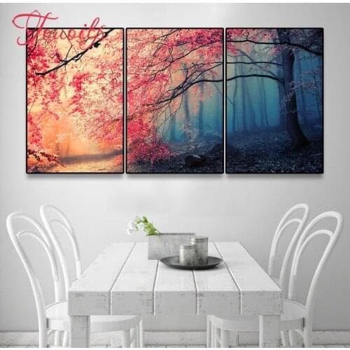 Mozaika puzzles,red tree diamond embroidery,painting by numbers triptych,diamond painting cross stitch,mosaic diamond,hobby 3PCS