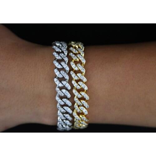 New arrived men hip hop bracelet with cz paved wide cuban chain in gold silver color men jewelry for party hip hop jewelry