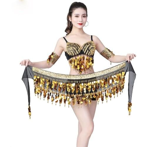 New Arrival Women Belly Dance Costume Night Club DS Showgirl Wear Carvinal Performance Costume Bra Top With Hip Scarf Armwear