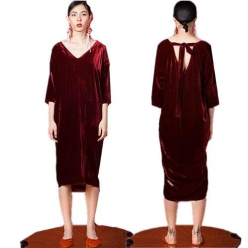 Autumn Gold Velvet 2020 Straight Dresses Bodycon Solid Color Sexy Dress Deep V Neck Plus Size L-6XL Loose Pleuche Dress Vestido