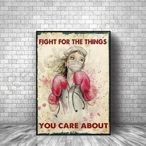 Fight for the things you care about posters, breast cancer canvas poster canvas wall hanging decoration, breast cancer awareness