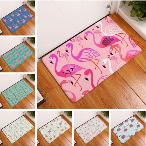 Flamingo Printing Digital Printing Anti-slip Suede Carpet Door Mat Doormat Outdoor Kitchen Living Room Floor Mat Rug