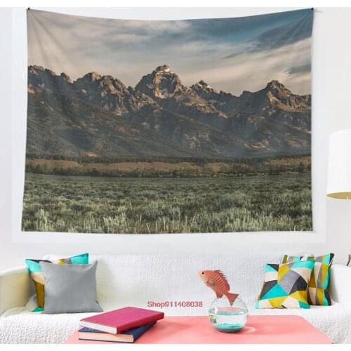 Travel Mountain Nature Trees Tapestry Grand Tetons Jackson Hole Wyoming tapestry Blanket Tapestry Bedroom Bedspread Decoration