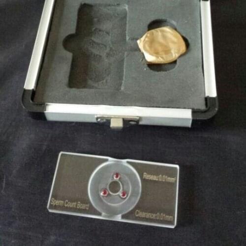 Sperm counting chamber Hemocytometer Blood count board with red ruby for lab study