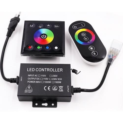 Touch Remote Control Set 220V 110V RGB RGBW Led Strip Light Power Switch RF Touch Wall Panel Controller Swithing 1500W