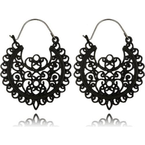 LosoDo Bohemian style fashion disc hollow retro elegant earrings for women Indian ethnic temperament vintage female ear jewelry