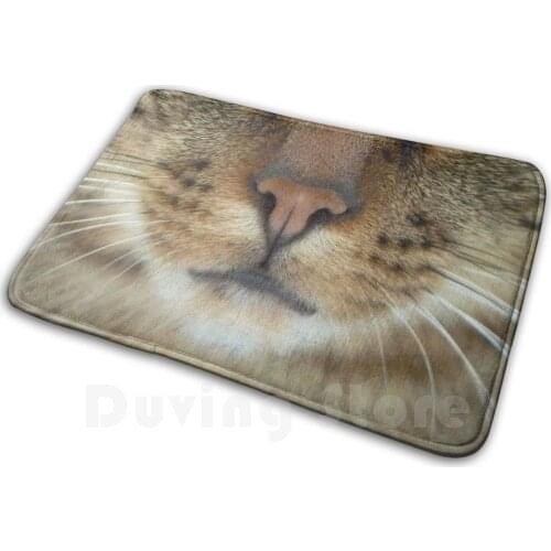 Cute Brown Tabby Cat Facesoft Non-Slip Mat Rug Carpet Cushion Cat Cool Retro Face Swag Awesome Vibes Street Fashion