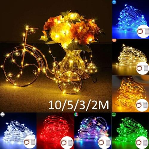 10m/5m/3m/2m Battery Copper Wire Light String LED Garland Lamp Party Christmas Holiday Wedding Party Home Decoration