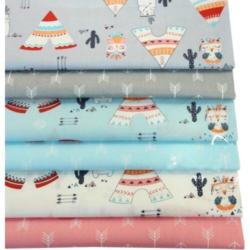Syunss Diy Patchwork Cloth For Quilting Baby Cribs Cushions Dress Sewing Tissus Gray Tent Owl Arrow Print Cotton Fabric Tecido