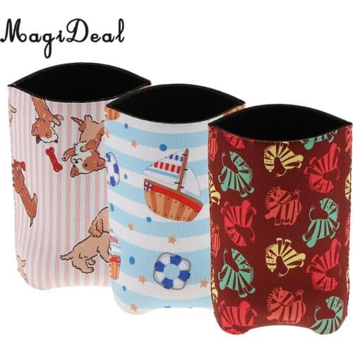 Cute Animal Puppy Zebra Prints Neoprene Beer Can Cooler Sleeve Insulated Reusable Coffee Cup Sleeve