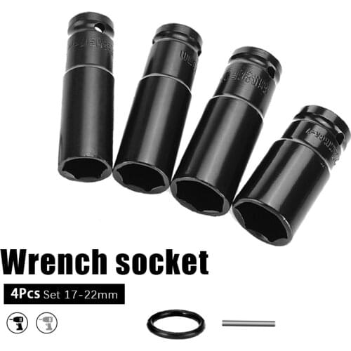4Pcs Set 17/19/21/22mm Electric Impact Wrench Hex Socket Head Kit Metal Material High Hardness For Makita Impact Wrench Drill