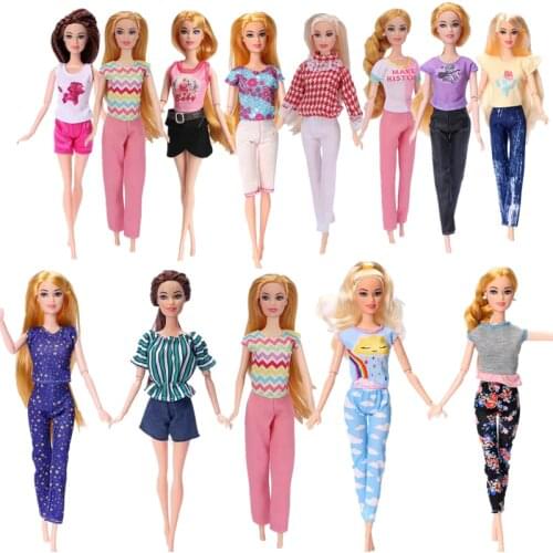 Fashion Street Style Doll Clothes Set for Barbie Outfits Shirt Tops Pants Trousers 1/6 BJD Accessories Dollhouse Toy Girl Gifts