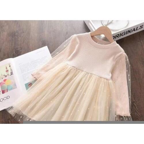 Spring and Autumn Baby Girls Costume Dress Long Puff Sleeves Mesh Birthday Party Gift Fall Toddler Girl Princess For Childrensn