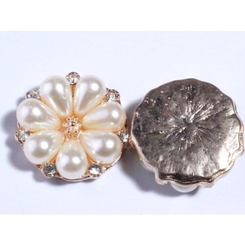 10PCS 21MM Vintage Clear Crystal Pearl Buttons For Clothing Shoes Rhinestone Buttons Embellishment For Wedding Invitation