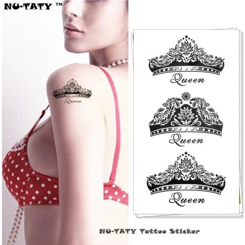 Nu-TATY Imperial Queen Crown Temporary Tattoo Body Art Arm Flash Tattoo Stickers 17*10cm Waterproof Fake Painless Tattoo