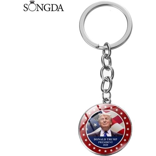 I Love Trump 2020 America President Key Chain Political Campaign Washington Famous President Glass Dome Keychain Jewelry
