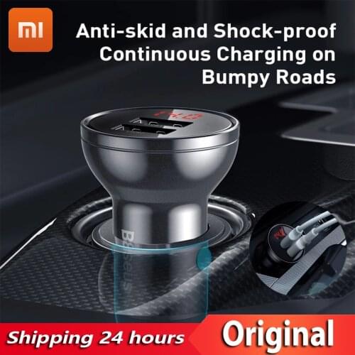 YOUPIN Baseus Metal Dual USB Car Charger Portable Fast Mobile Phone Charger Digital Display 4.8A Car Phone Charger Adapter