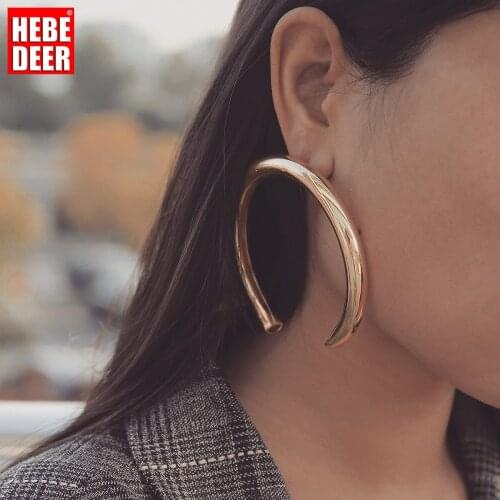 HebeDeer Bohemia Earrings Women Girl Simple Punk Exaggerated Meniscus Vintage Hollow Geometric Statement Earrings Jewelry Arete