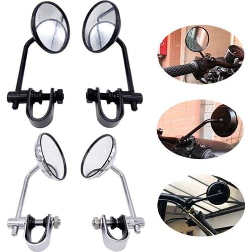 1 Pair 8mm Motorcycle Rear Side Mirror Universal Stainless Steel Motorcycle View Mirror Classic Retro Round Rearview Mirrors