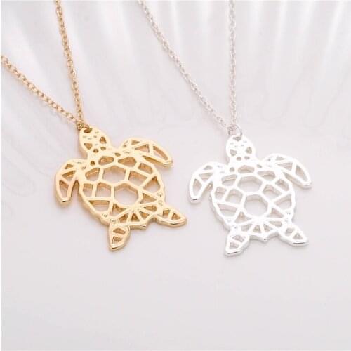 1ps/lot Cute Animal Necklace Jewelry Origami Tortoise Necklace Lucky Tortoise Pendant Necklace Gift For Friends