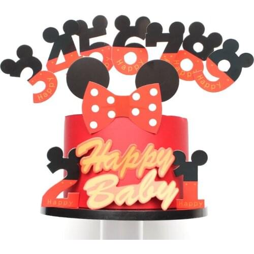 1pc Birthday Mouse Theme Cartoon Cupcake Ice Cream Cake Toppers Kids Birthday Party Decoration Supplies