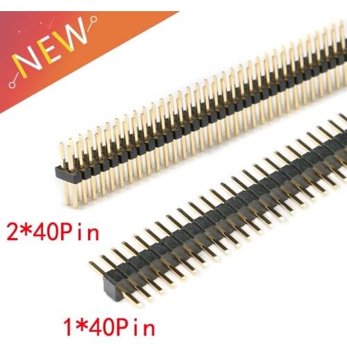 10pcs/Lot 1.27mm 1*40 2*40 Pin Header Male Pitch Male Single/Double Row Pin Header Strip Gold Plated Copper Connector