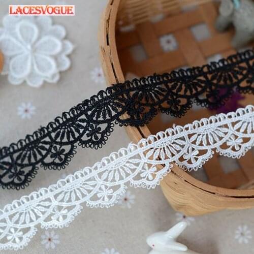 14yards White black Embroidery lace ribbon Necklace material DIY patchwork Dress edge Garment needlework sewing accessories 541