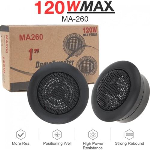 2pcs 120W 12V High Efficiency Mini Dome Tweeter Speaker Loudspeaker Audio Auto Sound Speaker for Car Audio System