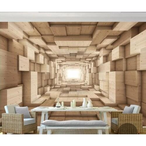 Custom 3D Murals solid wood grain space living room bedroom background wall painting decorate Self Adhesive Wallpaper Waterproof