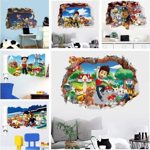 3D stickers Ryder Paw Patrol decals Dog 3d vinyl wall stickers for kids rooms decoration baby favorite posters free shipping