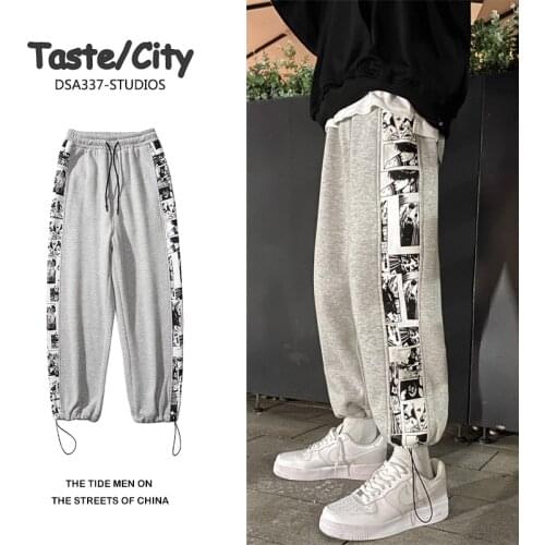 2021 Harajuku Fashion New Casual Pants Cartoon Print Straight Harem Pants Korean Man Loose Trousers Streetwear Male Clothing