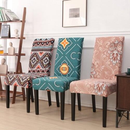 Stretch Chair Cover with Back Kitchen Dining Room Chairs Seat Cover Stool Cover Protector Slipcovers for Home Bohemia Restaurant