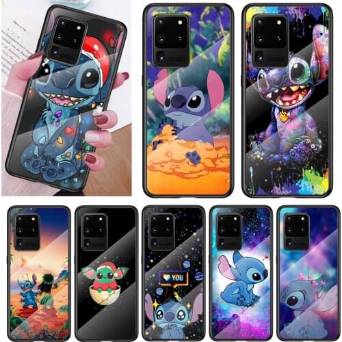 Tempered Glass Cover Disney Cartoon Stitch For Samsung Note 20 Ultra Note 10 Lite Plus 5G Note 8 Note 9 Phone Case