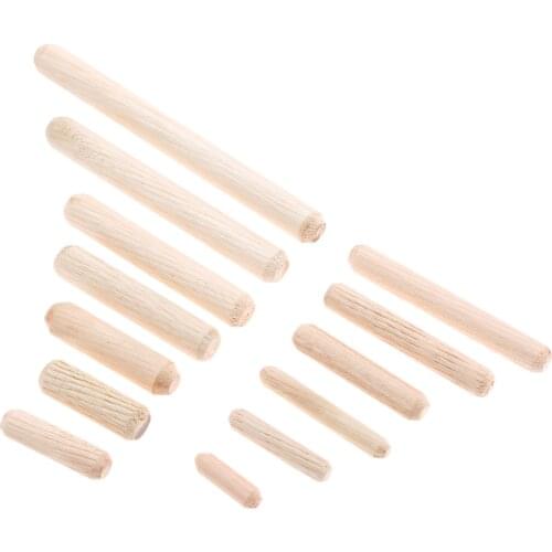 50pcs-200 Pcs Wooden Dowel Cabinet Drawer Round Fluted Wood Craft Dowel Pins Rods Set Furniture Fitting M6/M8/M10 x 20mm-100mm