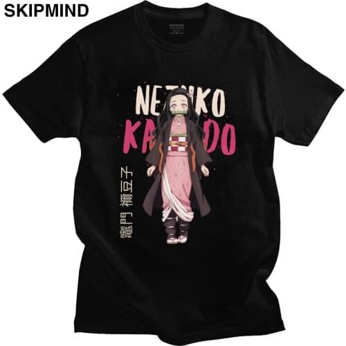Classic Nezuko Kamado Demon Slayer T-Shirt Men O-neck Short Sleeved Kimetsu no Yaiba Graphic Tshirt Pre-shrunk Cotton Tee Merch
