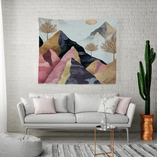 Mountains Tapestry Wall Hanging Bohemian Beach Mat Polyester Blanket Yoga Mat Home Bedroom Art Carpet Wall Hanging Decor