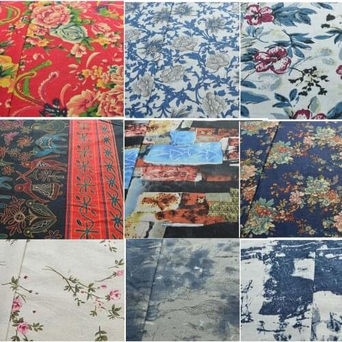 PPCrafts Cotton fabric clothing print of blue and white porcelain manual curtain tablecloth pillow fabric vintage China