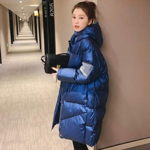 JuneLove solid winter women Hooded Thick Down Parka lady warm minimlist long pink Outerwear korea female Cotton-padded outwears