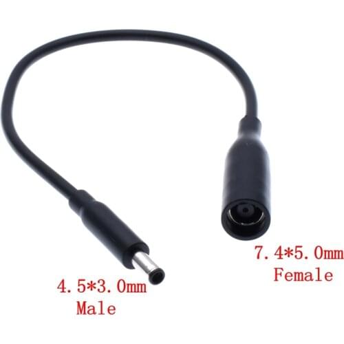 DC Power Cord / Cable Charger Laptop Adapter 7.4*5.0mm Female to 4.5*3.0mm Central Pin Male Plug Connector for Dell Laptop