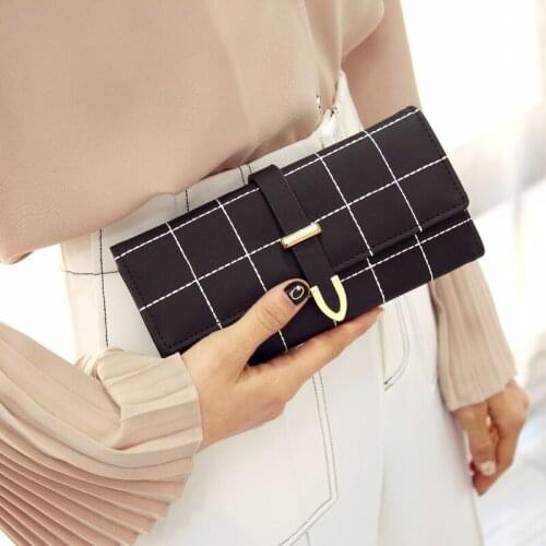Wallet for Women Purse Girls Thread Plaid Leather Fashion Design With Polyester Phone Bag Long Slim Ladies Wallet Female CY-62