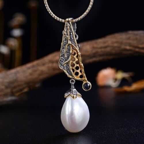 Retro Thai Silver Creative Design S925 Sterling Silver Inlaid Baroque Shaped Pearl Pendant Factory Wholesale Jewelry Pendant