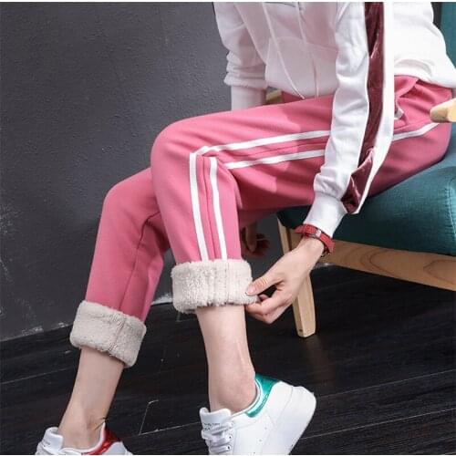 Weweya Warm Womens Plus Velvet Winter Leggings Ankle Plush Fur Pants Casual Solid Pants High Waist Large 2XL Women Leggings