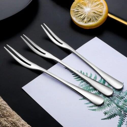 Small Stainless Steel Forks for Cocktail Appetizer Dessert Party 10 Pieces 2-prong Fruit Fork Household Hot Kitchen,Dining & Bar